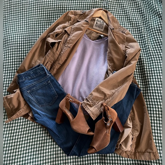 Suede Steve Madden Stack Heel with Peep Toe - Picture 2 of 16